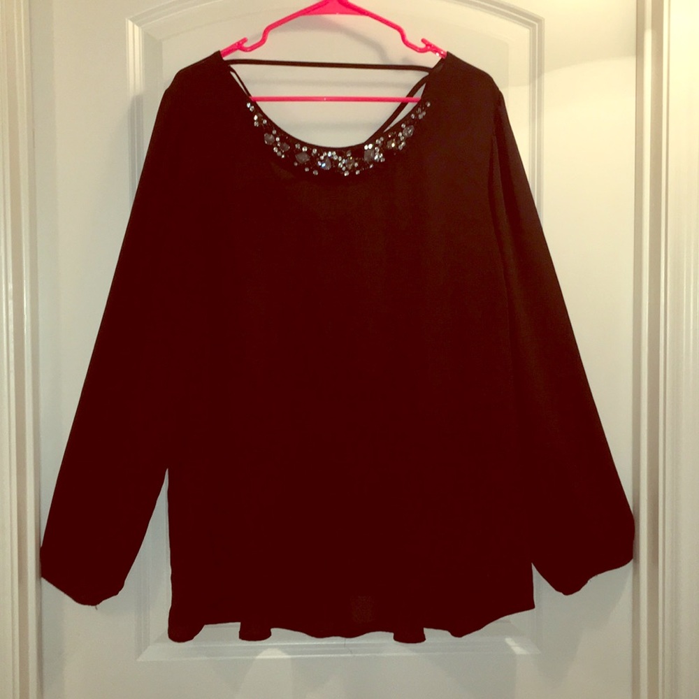 Black Top With Crystal Detail